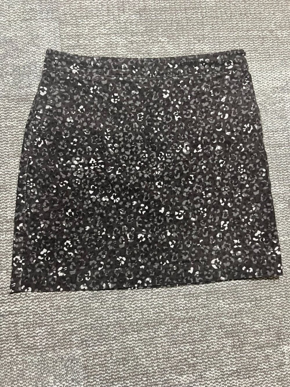 Talbots Petite Animal Print Corduroy Skirt Grey 14P